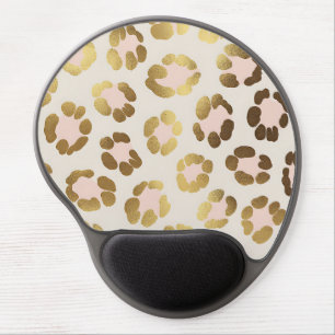 Gold and Pastel Pink Leopard Print Chic Animal Gel Mouse Pad