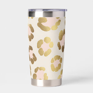 Gold and Pastel Pink Leopard Print Chic Animal Insulated Tumbler
