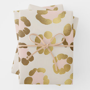 Gold and Pastel Pink Leopard Print Chic Animal Wrapping Paper Sheets