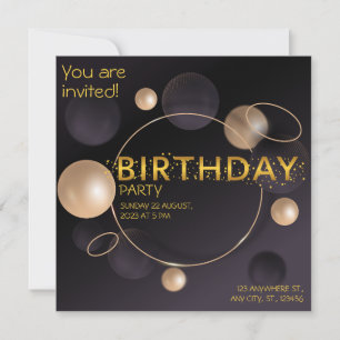 Gold and Pearl. Elegant birthday Invitation