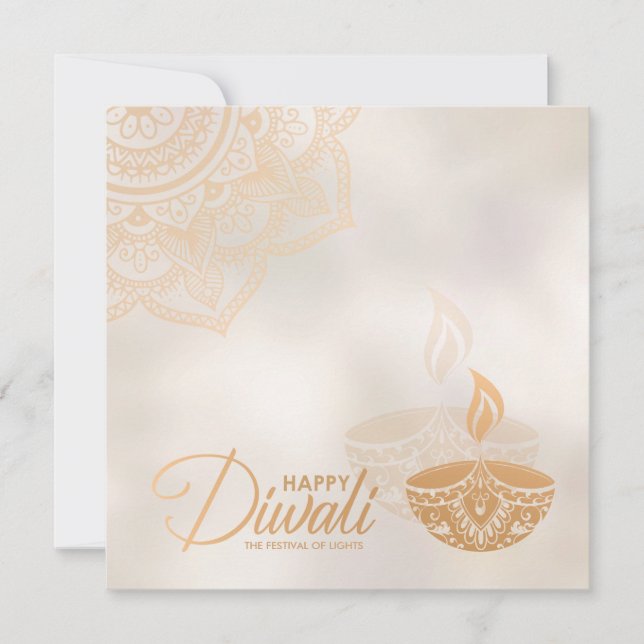 Gold and Pearl Happy Diwali  Card (Front)