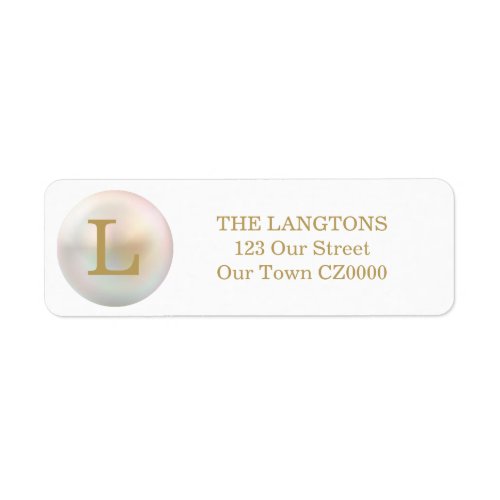 Gold and Pearl Monogram Address Label
