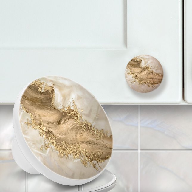 Gold and Pearl - Splatter and flow Ceramic Knob (Creator Uploaded)