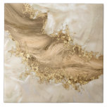 Gold and Pearl - Splatter and flow Ceramic Tile<br><div class="desc">Gold and Pearl - Splatter and flow</div>