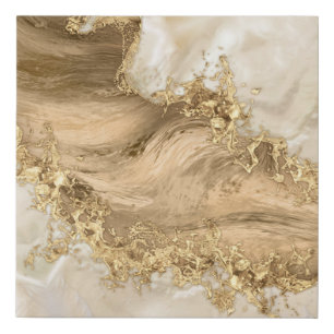Gold and Pearl - Splatter and flow Faux Canvas Print