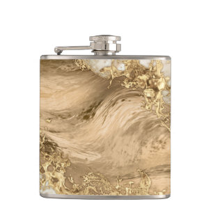 Gold and Pearl - Splatter and flow Flask