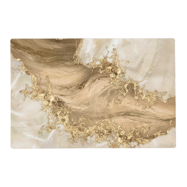 Gold and Pearl - Splatter and flow Placemat (Front)