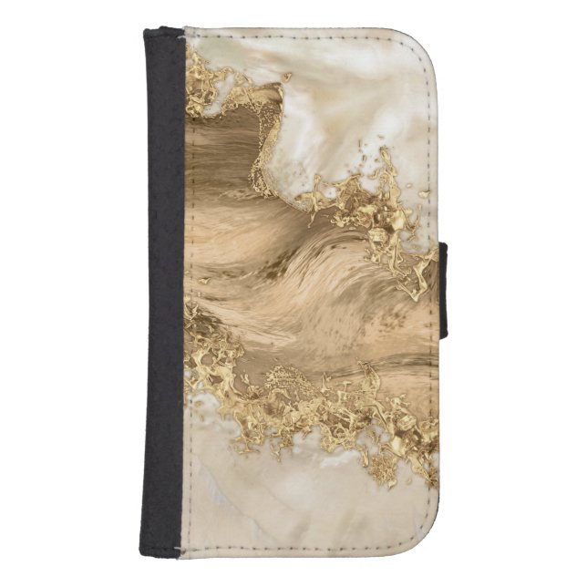 Gold and Pearl - Splatter and flow Samsung Galaxy Wallet Case (Front)