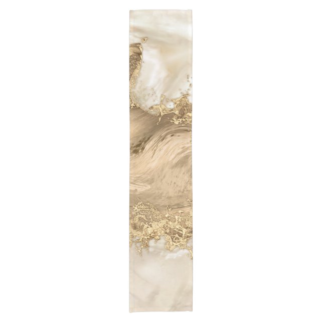 Gold and Pearl - Splatter and flow Short Table Runner (Front)