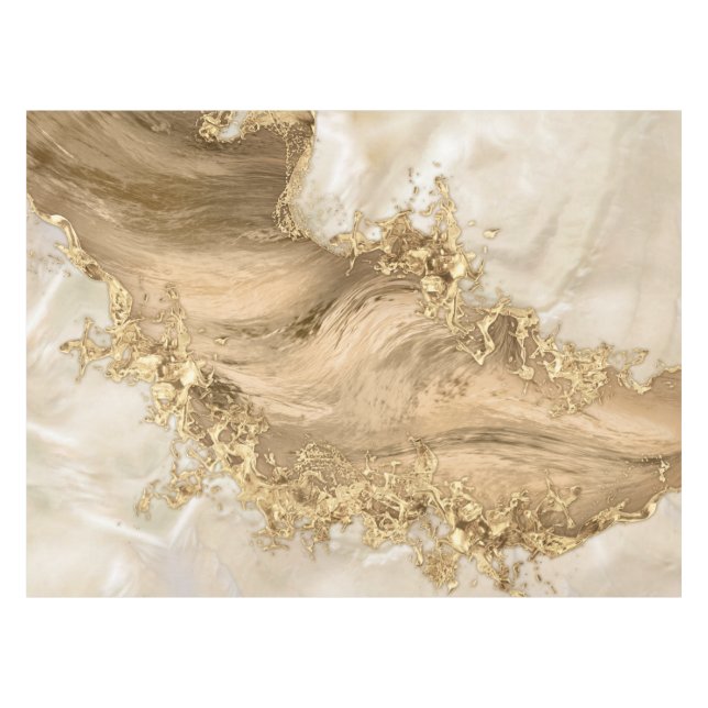 Gold and Pearl - Splatter and flow Tablecloth (Front (Horizontal))