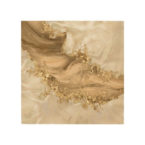 Gold and Pearl _ Splatter and flow Wood Wall Art