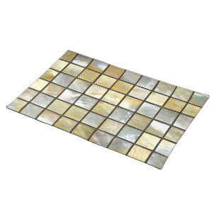 Gold and Pearl Tiles Cloth Placemat