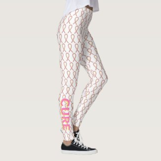 Gold and Pink Awareness Ribbon Custom Leggings