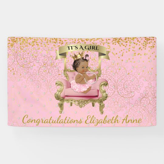 Gold And Pink Baby Princess Baby Shower Banner Zazzle Com