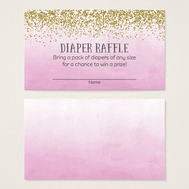 Gold And Pink Baby Shower Diaper Raffle Tickets