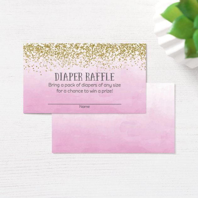 Gold And Pink Baby Shower Diaper Raffle Tickets