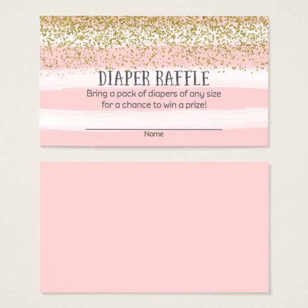 Gold And Pink Baby Shower Diaper Raffle Tickets