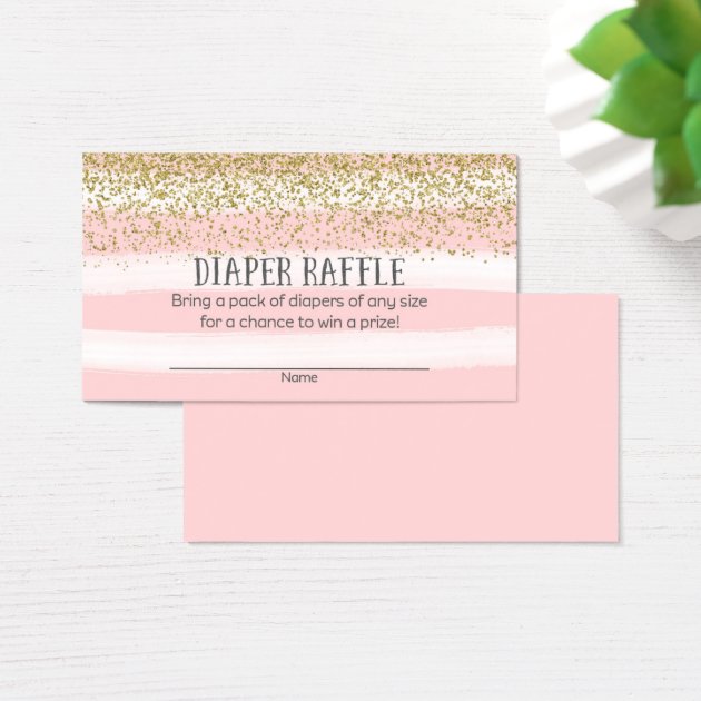 Gold And Pink Baby Shower Diaper Raffle Tickets