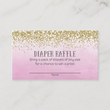 Gold And Pink Baby Shower Diaper Raffle Tickets Enclosure Card by melanileestyle at Zazzle