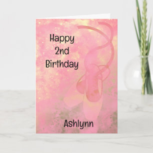 Gold and Pink Ballet 2nd Birthday Card