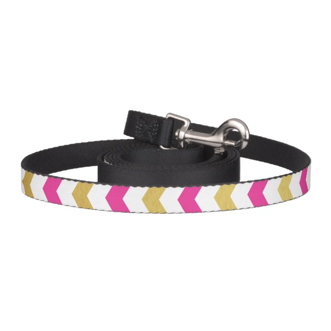 Gold and Pink Chevron Pattern Dog Leash (Hook)