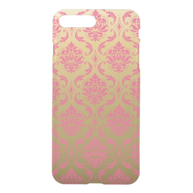 Gold and Pink Classic Damask Uncommon iPhone Case (Back)