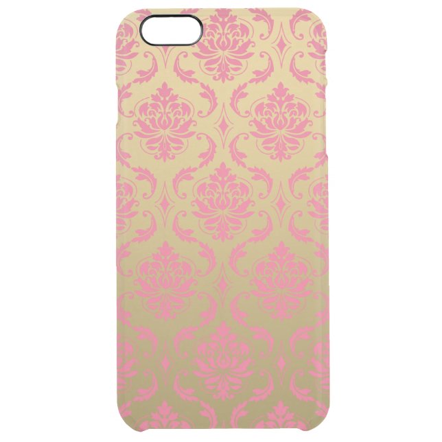 Gold and Pink Classic Damask Uncommon iPhone Case (Back)