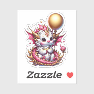 Gold and Pink Dragon Girl's Birthday Sticker