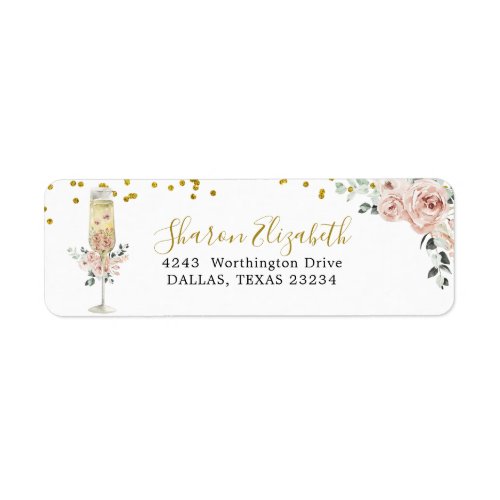 Gold and Pink Dusty Rose Soiree Address Label