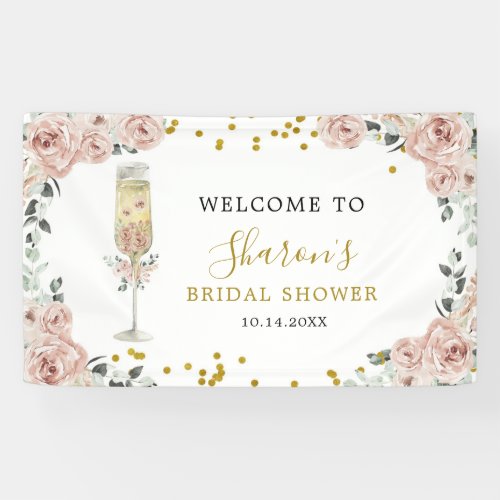 Gold and Pink Dusty Rose Soiree Bridal Shower Banner