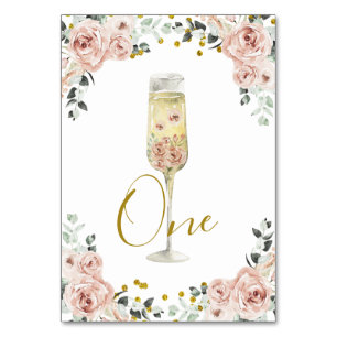 Gold and Pink Dusty Rose Soiree Bridal Shower Table Number
