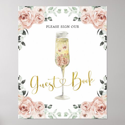 Gold and Pink Dusty Rose Soiree Guest Book Sign