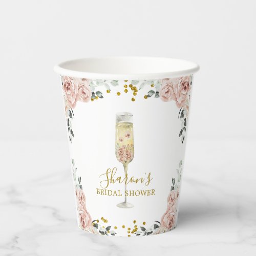 Gold and Pink Dusty Rose Soiree Paper Cup