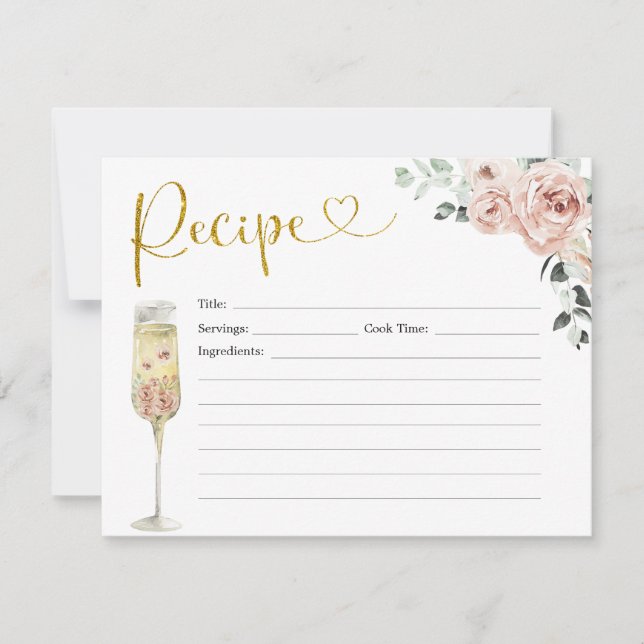 Gold and Pink Dusty Rose Soiree Recipe Card (Front)