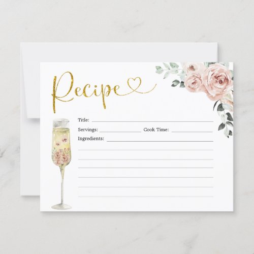 Gold and Pink Dusty Rose Soiree Recipe Card