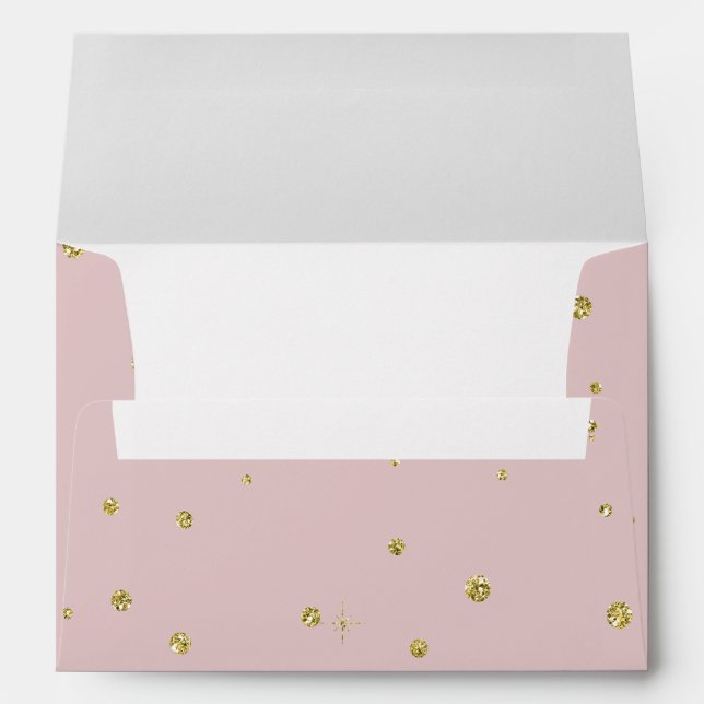 Gold and Pink Faux Glitter Confetti Dots Envelope (Back (Bottom))