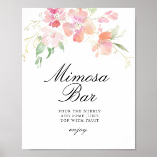 gold and pink floral bridal shower mimosa bar sign