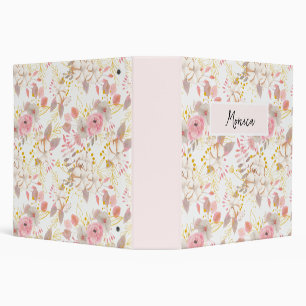 Gold and pink floral design Binder