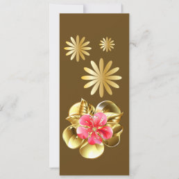 Gold and Pink Flower Bookmark 
