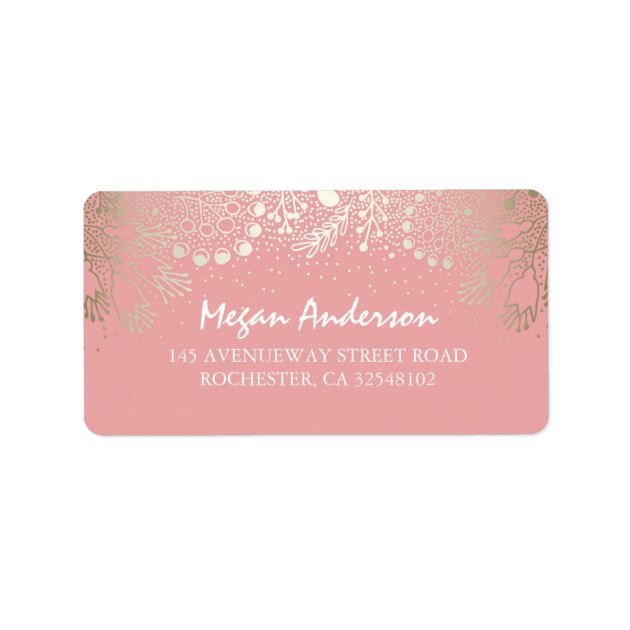 Gold And Pink Garden Wonderland Wedding Label