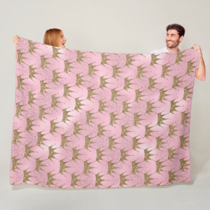 Gold And Pink Glitter Fleece Blanket