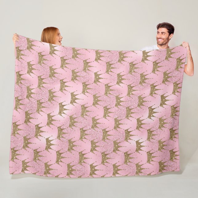 Gold And Pink Glitter Fleece Blanket (In Situ)