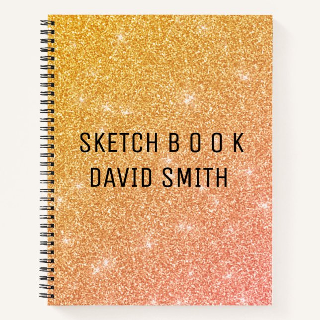 Gold And Pink Glitter Notebook (Front)