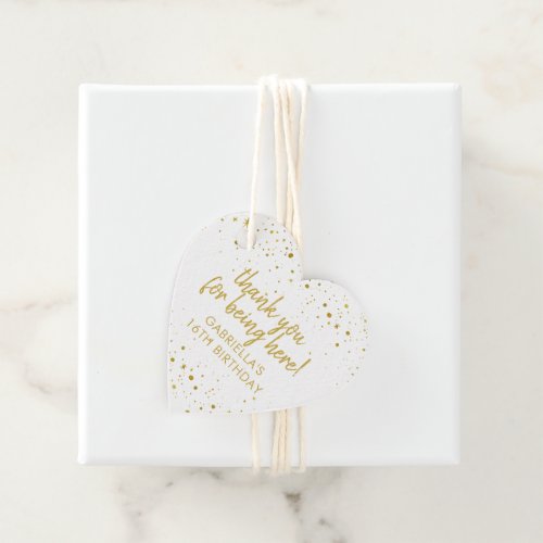 Gold and Pink Glitter Sparkle Thank You Birthday Favor Tags