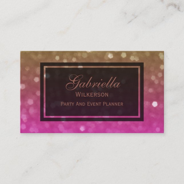 Gold and Pink Glitz Business Cards (Front)