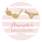 Gold and Pink Lingerie Bridal Shower Favor Sticker