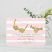 Gold and Pink Lingerie Bridal Shower Invitations (Standing Front)
