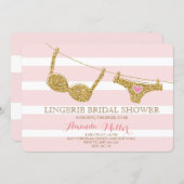 Gold and Pink Lingerie Bridal Shower Invitations (Front/Back)