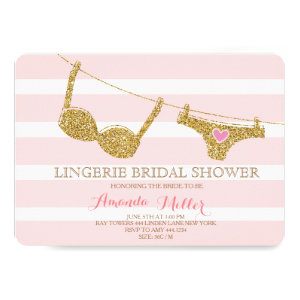 Gold and Pink Lingerie Bridal Shower Invitations