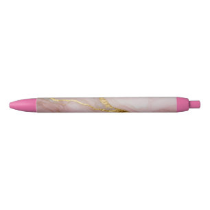Gold and pink marble texture pen